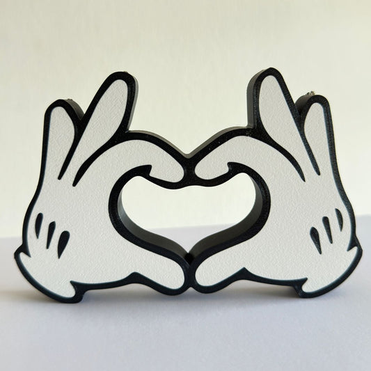 Mickey - Mãos com Coração - 3D (2 Cores)